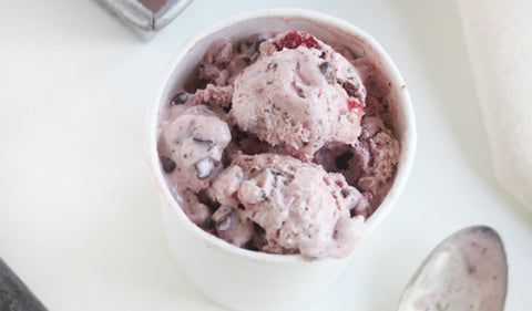 Strawberry Ice Cream with Cacao Nibs