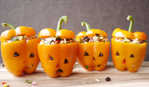 Halloween Inspired: Quinoa Stuffed Jack-o'-lantern & Witch Smoothie Bowl