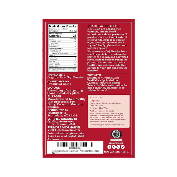 Organic Goji Berries, Raw Sun-Dried