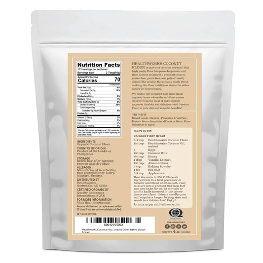 Healthworks Coconut Flour, Raw Organic Unrefined, 4lb - Healthworks Superfood Organic 