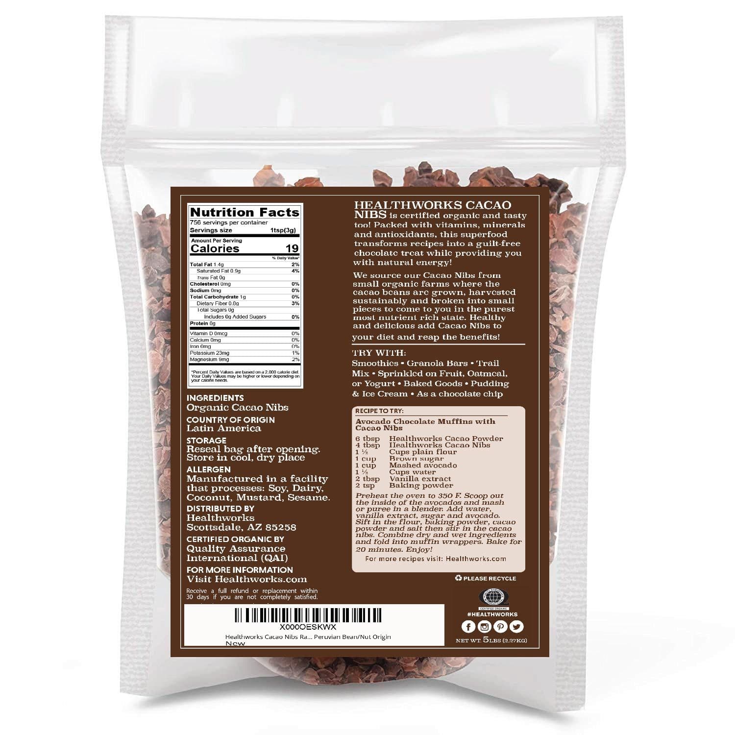 Healthworks Cacao Nibs Organic, 5lb - Healthworks Superfood Organic 