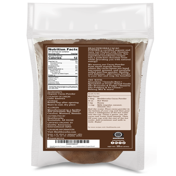 Healthworks Cacao Powder Organic, 1lb