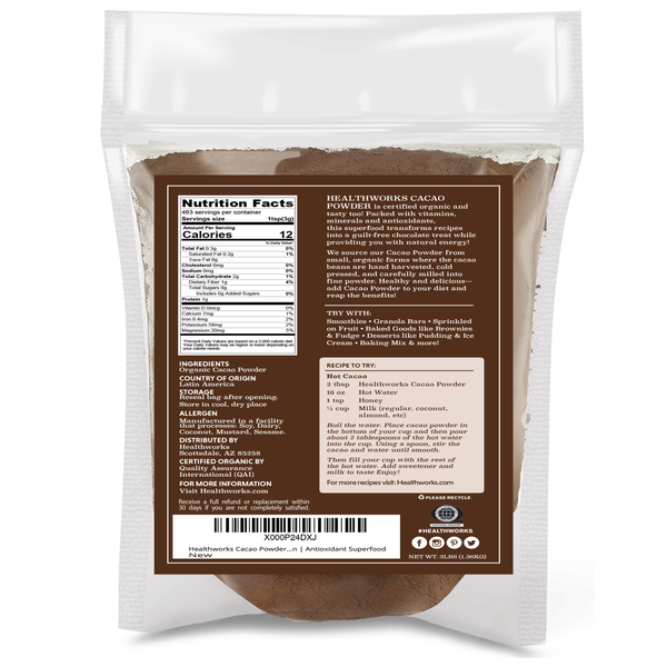 Healthworks Cacao Powder, Organic, 3lb