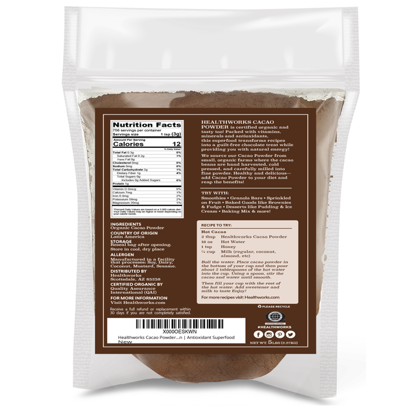 Healthworks Cacao Powder Organic, 5lb