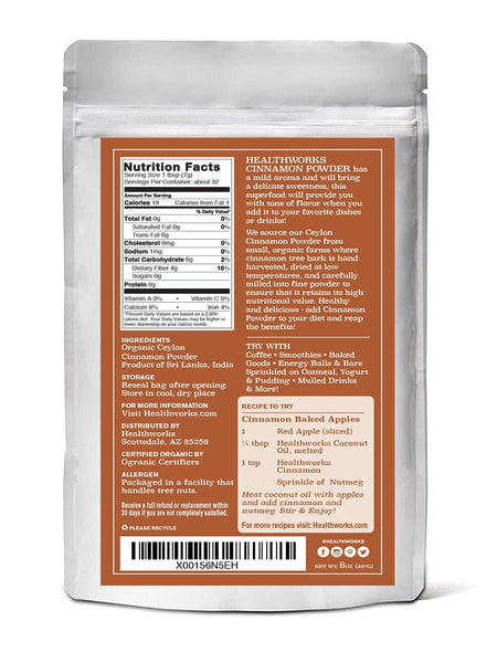 Healthworks Ceylon Cinnamon Powder Raw Organic