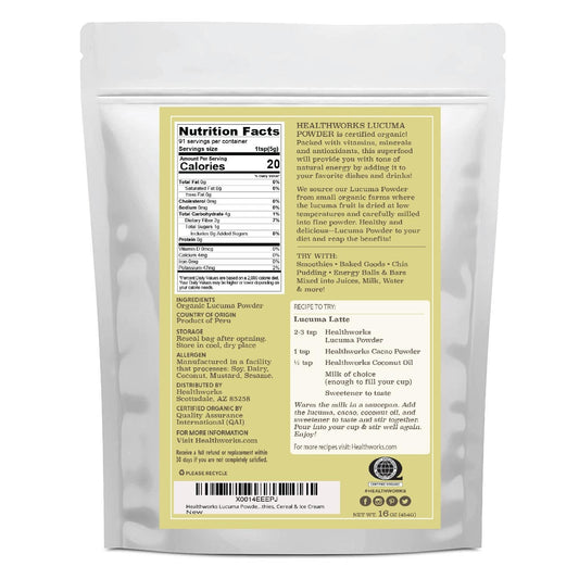 Healthworks Lucuma Powder Raw Organic, 1lb - Healthworks Superfood Organic 