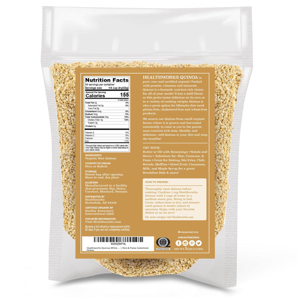 Healthworks Quinoa White Whole Grain Raw Organic, 5lb