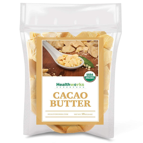 Healthworks Cacao Butter, Organic Unrefined Non-deodorized, 1lb